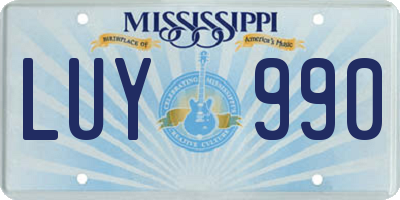 MS license plate LUY990