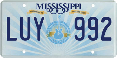 MS license plate LUY992