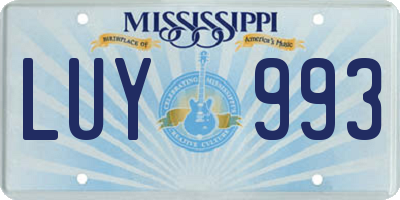 MS license plate LUY993