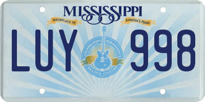 MS license plate LUY998