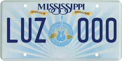 MS license plate LUZ000