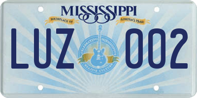 MS license plate LUZ002