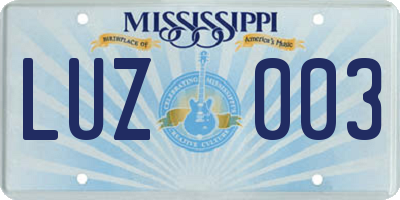 MS license plate LUZ003