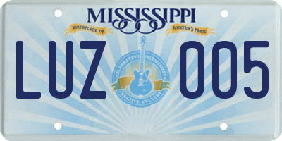 MS license plate LUZ005