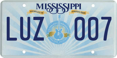 MS license plate LUZ007