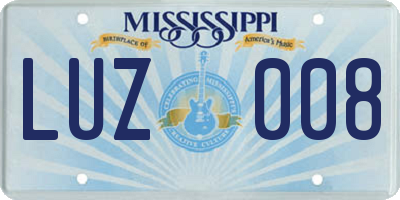 MS license plate LUZ008