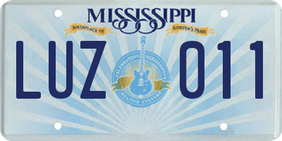 MS license plate LUZ011