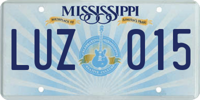 MS license plate LUZ015