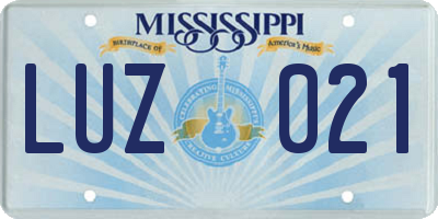 MS license plate LUZ021