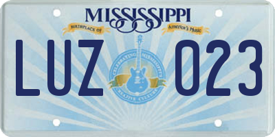 MS license plate LUZ023