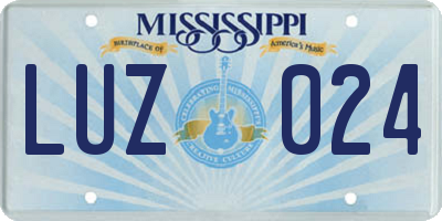 MS license plate LUZ024