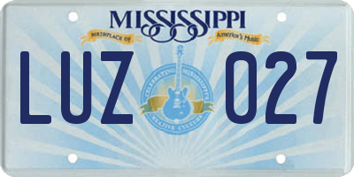 MS license plate LUZ027