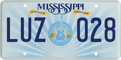 MS license plate LUZ028