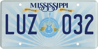 MS license plate LUZ032