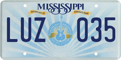MS license plate LUZ035