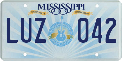 MS license plate LUZ042