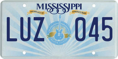 MS license plate LUZ045