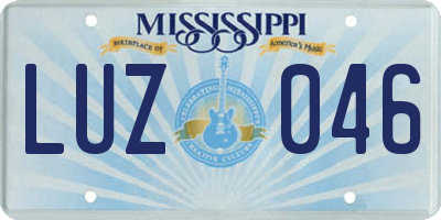 MS license plate LUZ046