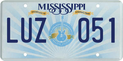 MS license plate LUZ051