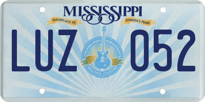 MS license plate LUZ052