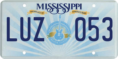 MS license plate LUZ053