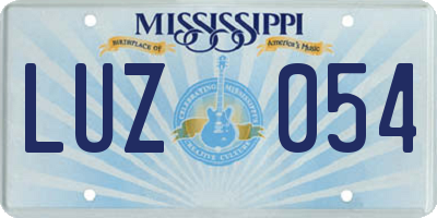 MS license plate LUZ054