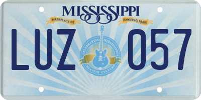 MS license plate LUZ057