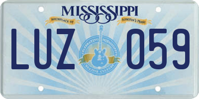 MS license plate LUZ059