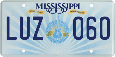 MS license plate LUZ060