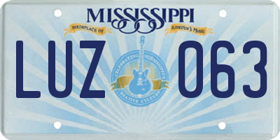 MS license plate LUZ063
