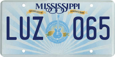 MS license plate LUZ065