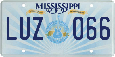 MS license plate LUZ066