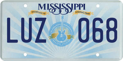 MS license plate LUZ068