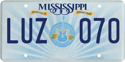 MS license plate LUZ070