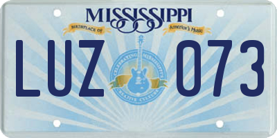 MS license plate LUZ073
