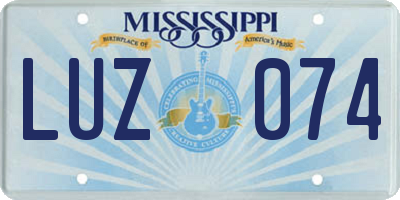 MS license plate LUZ074
