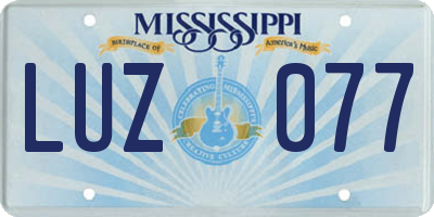 MS license plate LUZ077