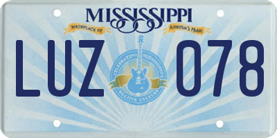 MS license plate LUZ078