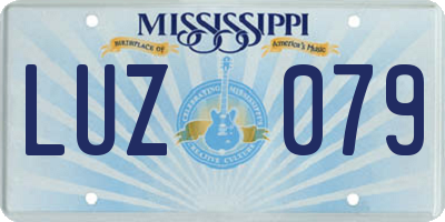 MS license plate LUZ079
