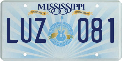 MS license plate LUZ081