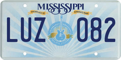 MS license plate LUZ082