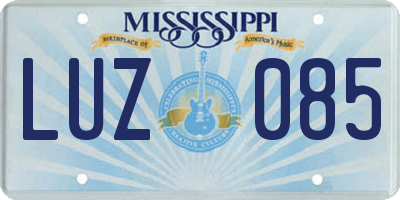 MS license plate LUZ085
