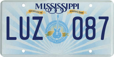 MS license plate LUZ087