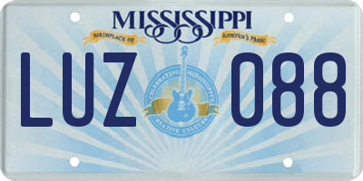 MS license plate LUZ088