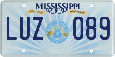 MS license plate LUZ089