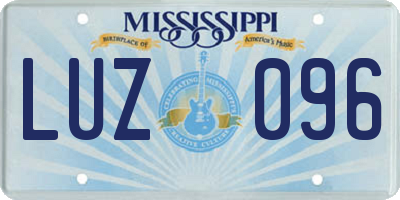 MS license plate LUZ096