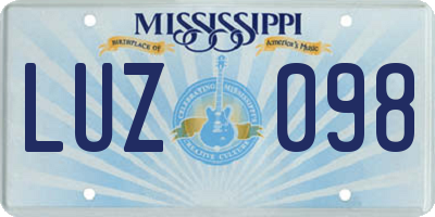 MS license plate LUZ098