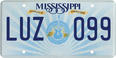 MS license plate LUZ099