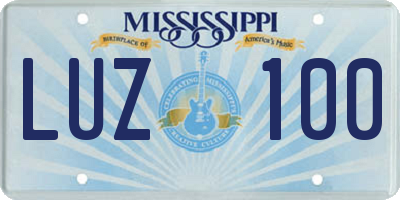 MS license plate LUZ100