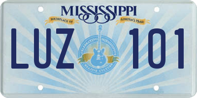 MS license plate LUZ101